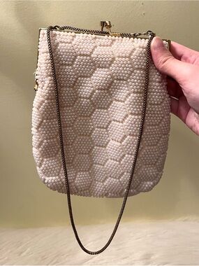 Vintage Goldco White Beaded Evening Clutch